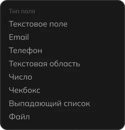 Типы полей в конструкторе форм